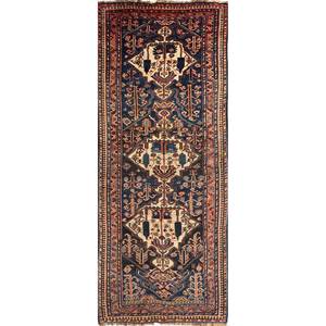 Aalam <b>Blue</b> Hand Knotted Wool Rugs Geometric Pattern for Home Decor-Paem-32 - Product Image 1