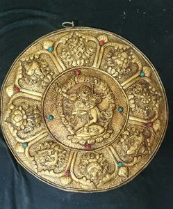Mandala Tibetan Copper Studded Religious With <b>Gold</b> Finish Stone <b>SCULPTURE</b> Buddhism Metal & Collectible India Engraving NP Art - Product Image 5