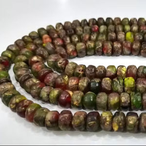 Green <b>Red</b> Turquoise 8mm Rondelle <b>Beads</b> High Quality Natural Stone Jewelry 8 Inches Long Smooth Gemstone <b>Beads</b> Plain Style - Product Image 2