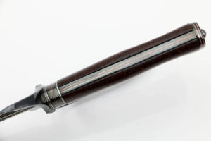 San Mai cobre HOJA DE Damasco cuchillo Bowie con mango de madera cubierta de cuero personalizable OEM DIY cuchillos de supervivencia al aire libre - Product Image 3