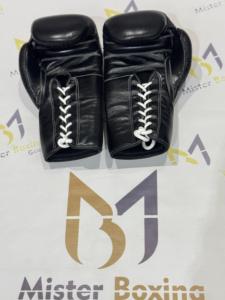 Gants de boxe gagnants de qualité supérieure Gants de sparring d'entraînement en cuir véritable noir Style à lacets - Product Image 2