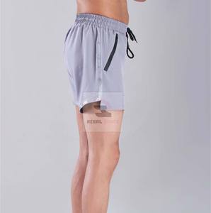 Pantalones cortos de gimnasio para hombre al por mayor, pantalones cortos atléticos con patrón sólido, cintura elástica, pantalones cortos transpirables informales ecológicos con bolsillos para correr - Product Image 6