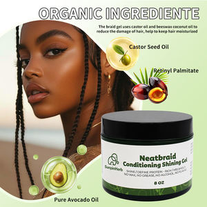 Gel Fijador Orgánico Herbal de 8oz con Fijación Extra para Cabello Rizado/Seco, Logotipo Personalizado, Gel para Trenzas No Grasoso, Sin Escamas Blancas, Twist & Lock - Product Image 3