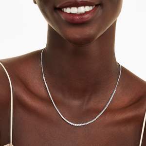 Elegant Rhodium Plated <b>Silver</b> <b>Tennis</b> Chain <b>Necklace</b> with Full Pave SettingClassic <b>Silver</b> <b>TenniS</b> <b>Necklace</b> with Micro Pave - Product Image 5