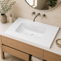 Lavabo rectangulaire en résine mélamine à poser sur comptoir pour projets hôteliers et d'appartements