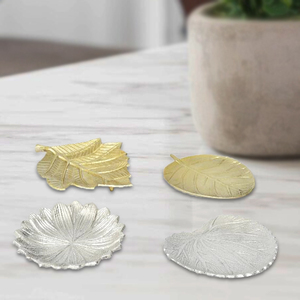Ensemble de 4 plateaux décoratifs en aluminium en forme de feuille pour la cuisine de la maison Plateau de vaisselle de restaurant de l'usine indienne - Product Image 3