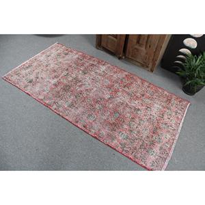Turkish Rug, Accent 3x6.2 ft Vintage Rug, <b>Red</b> Gray Moroccan <b>Wool</b> Rug - Product Image 4