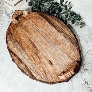 High Quality Modern Design Oval for Mango Wood Trays with Tree Bark for Decorative Christmas Gifts - Product Image 1