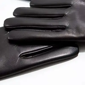 Nuevos guantes de invierno de cuero genuino personalizados para mujer, guantes de invierno para conducción, piel de vaca, piel de oveja, guantes para pantalla táctil, Unisex