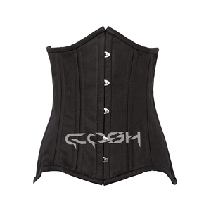 Corsé de Algodón Negro con Cordones Ajustables para Entrenamiento de Cintura |   Faja moldeadora de cuerpo de algodón negro Tailletraining con cierre de cordones - Product Image 1