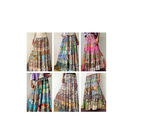 patchwork <b>skirt</b> colorful hippie funky comfy free size <b>long</b> original <b>skirt</b> daily wear one size silky floaty modest floor length - Product Image 6