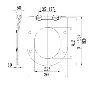Siège de toilette en forme de D à fermeture lente en blanc, fabriqué en matériau thermoformable - Product Image 3