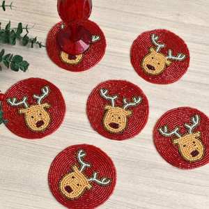 MS HANDICRAFT Handmade Beaded <b>Coasters</b>-Classic <b>Drink</b> <b>Coasters</b> Polyester Backing (4x4 Inch) for Church Religious Gifts Portable - Product Image 2