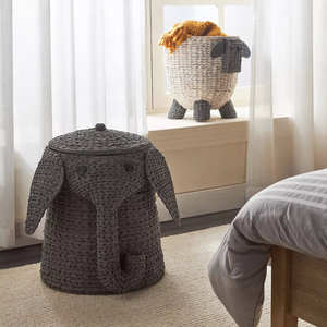 Cesta de Almacenamiento Tejida a Mano de Jacinto de Oveja Sean Natural, Cesta Decorativa para Ropa Sucia - Product Image 1