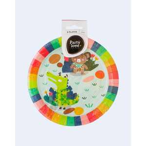 Assiettes en papier Party Love 17 cm, thème jungle animale, lot de 8 - Product Image 1