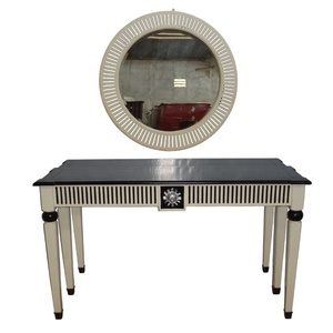 ชุดโต๊ะโถงทางเดินสไตล์ฝรั่งเศสพร้อมกระจกโต๊ะคอนโซลสไตล์ยุโรปและเฟอร์นิเจอร์ทาสีขาวดำ - Product Image 1