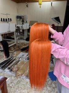 Perruques Lace Wigs 100% cheveux humains vierges, perruques Lace Front Wigs lisses colorées Orange, perruques de cheveux péruviens bruts, vente en gros - Product Image 3