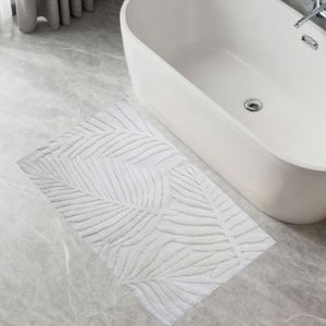 Tapis de bain et de douche en jacquard abstrait teint en fil de coton argenté Forry 70x120cm - Production sur mesure - Fabriqué en Turquie - Product Image 1