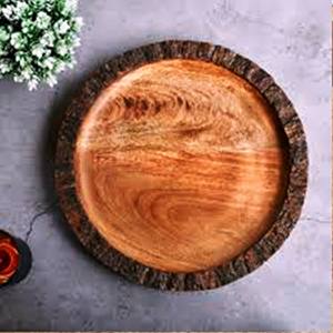 Plateau en bois de manguier Écorce à effet bois Produit de vente à chaud Bol décoratif en bois de manguier avec écorce d'arbre Fabriqué en Inde - Product Image 6