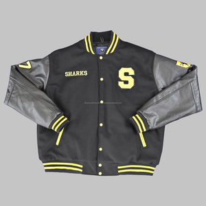 Chaquetas universitarias personalizadas Varsity de cuero de lana - Product Image 4