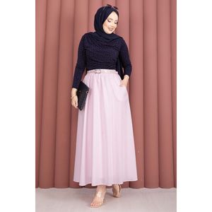 Pink Sporty Summer Pencil <b>Skirt</b> with Belt and Pockets Breathable Spandex and Cotton Denim Digital Printed Plain Style - Product Image 3