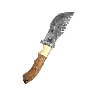 Cuchillo de Supervivencia de Acero de Damasco Hecho a Mano, Cuchillo de Camping para Actividades al Aire Libre con Mango de Madera - Product Image 3