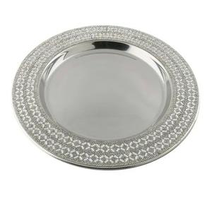 Assiette de service en acier inoxydable rond avec finition brillante pour la décoration, le service de fruits, la restauration, les plats de service, assiette de service en métal - Product Image 1