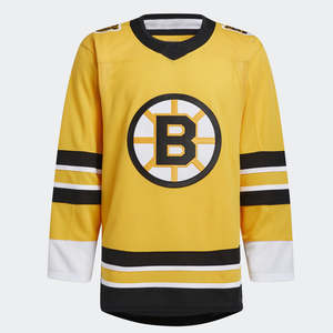 Camiseta Deportiva Profesional de Hockey sobre Hielo, Uniforme del Equipo de Boston, Amarillo, Negro y Blanco a Rayas, Cuello en V, Camiseta de Entrenamiento Atlético Sublimada, Ropa para Fanáticos - Product Image 1
