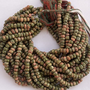 6mm 8mm 10mm naturel brun vert Unakite pierre lisse Rondelle perles brin bijoux Fine qualité beau collier véritable réel - Product Image 1