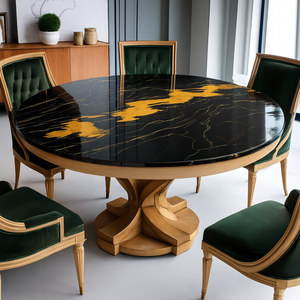 Black Resin Luxury Modern Handmade Acacia Wood Art Dining <b>Table</b> Waterproof Living Room <b>Table</b> Wedding Retirement Sympathy Diwali - Product Image 1