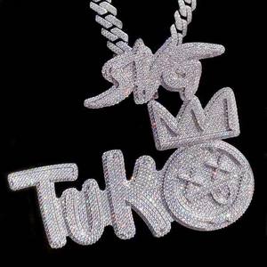Luxueux pendentif lettre personnalisée en diamant cultivé en laboratoire en argent Sterling 925 entièrement glacé Style Hip Hop cadeau parfait bijoux - Product Image 1