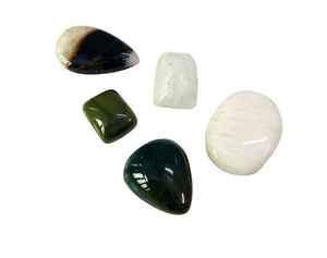 5 Pieces <b>Polished</b> Agate Cabochon Gemstone Lot ! White and <b>Black</b> Mixed Loose Gemstones for Jewelry Making - Product Image 4