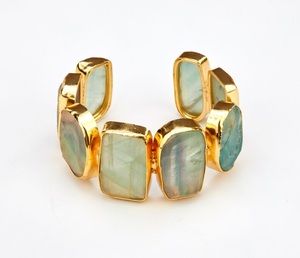 Brazalete de fluorita natural en bruto grande de Plata de Ley 925 hermosa joyería de moda hecha a mano sin tratar - Product Image 3