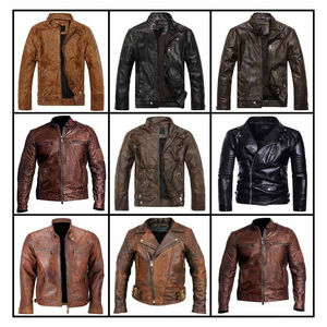 แจ็กเก็ตหนัง PU สำหรับผู้ชายเสื้อกีฬาแขนยาวมีกระเป๋าแบบมีซิป - Product Image 6