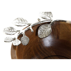 Wholesale <b>Salad</b> <b>Bowl</b> Wooden <b>Bowl</b> With Aluminium Leaf Accent Perfect for Serving Delicious Pasta <b>and</b> Dessert <b>Server</b> <b>Bowl</b> - Product Image 3