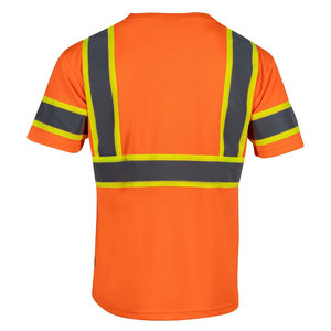 เสื้อยืดทำงานผู้ชายสีส้มดำสะท้อนแสง แถบสะท้อนแสง ผ้าฝ้าย ชุดยูนิฟอร์มนิรภัย ป้องกันไฟฟ้าสถิตย์ พิมพ์ลาย UV - Product Image 2