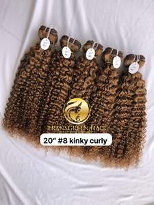 20 ''Qualité supérieure Alignés sur les cuticules Paquets d'Indiens Vierges Crépus Bouclés Extensions Simple Dessinées Couleur #18 Vague Humaine Brute - Product Image 2