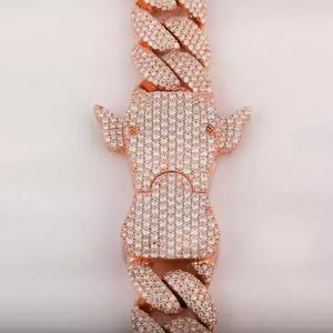 Chaîne cubaine de luxe Hip Hop en Moissanite plaqué or rose Chaîne de corps en Moissanite glacée avec diamants pour fêtes mariages Saint Valentin - Product Image 5