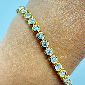 Lab Grown 2.5 Carat Tennis Bracelet Brilliant Cut Diamond 14K <b>Solid</b> <b>Gold</b> Bezel Set Stackable Luxury Unisex Butterfly Shape - Product Image 4