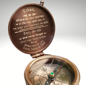 Brújula de Alta Calidad Grabada, Brújula con Reloj Solar, Regalo de Aniversario, Regalo para Esposo, Regalo para Parejas, Regalo de Navidad, Decoración del Hogar - Product Image 1