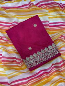 Leriya ชุดส่าหรีผ้าไหมหลากสีสำหรับงานแต่งงานงานเลี้ยงเทศกาลดิวาลีพิมพ์ลายแบบนิ่ม - Product Image 5