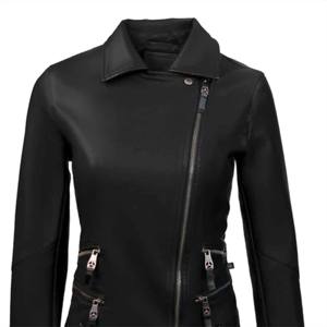 Women's High-End Lightweight Eco-Friendly <b>Corduroy</b> Genuine Leather Racer <b>Jacket</b> Traditional Chic Design for Winter - Product Image 1