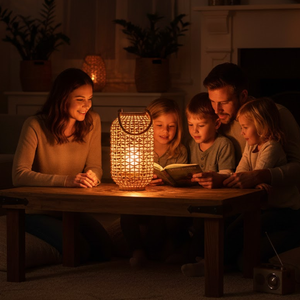 Lanterne artisanale en rotin et jute avec tube en verre |   Éclairage de luxe écologique et coupe-vent pour la décoration de la maison et des hôtels - Product Image 2