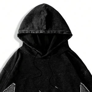 Ropa informal con logotipo personalizado para hombre, sudadera con parche de angustia, sudadera con parche de angustia para hombre de tendencia superior a la venta - Product Image 6