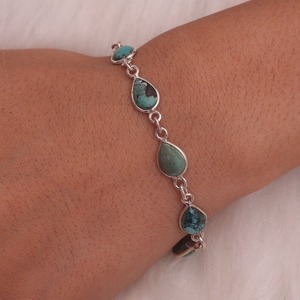925 Solid Silver Classical <b>Bracelet</b> Jewelry for Women 925 Sterling Silver Turquoise Gemstone <b>Boho</b> Style Handmade <b>Bracelet</b> Gift - Product Image 3