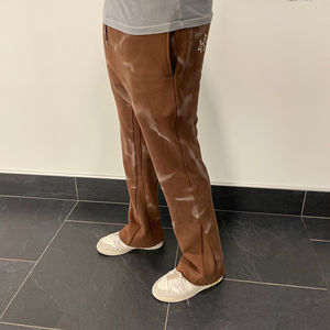 Heavyweight Acid Wash Flare Sweatpants Elastic Waist Distressed Bottom Flared Screen Print Design Long Drawstring <b>Man</b> <b>Trousers</b> - Product Image 5