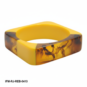 กำไลเรซิ่นเรืองแสงทันสมัย ดีไซน์เรขาคณิตทรงสี่เหลี่ยมลายกระดองเต่าและสีเหลืองมัสตาร์ด กำไลข้อมือโดดเด่นสะดุดตา - Product Image 5