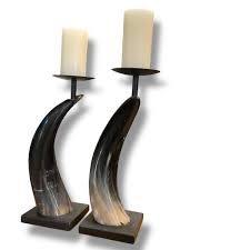 Hot Selling Best Quality of Viking Ox Horn <b>Tealight</b> <b>Candle</b> Holder Set with Metal Stand Set - Product Image 6