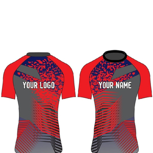 Rashguard MMA court personnalisable, t-shirt BJJ, vêtements de sport par sublimation, tenue d'entraînement, 100% polyester, rashguards personnalisés - Product Image 2