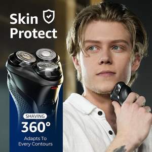 Afeitadora Eléctrica Inalámbrica para Hombre, Afeitadora de Triple Cuchilla, Multifunción, Impermeable IPX7, Kit de Viaje para Cara, Barba, Nariz y Patillas, Color Negro - Product Image 1